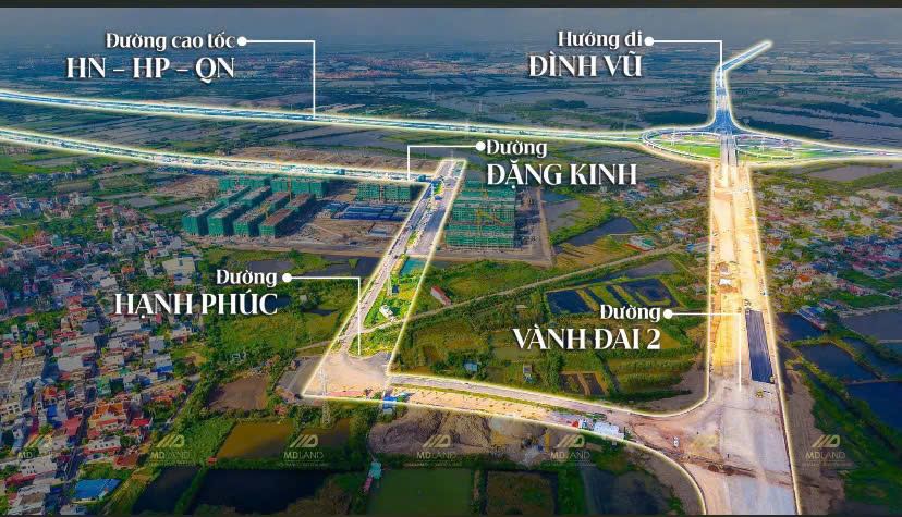 Các trục đường kết nối dự án: cao tốc Hà Nội – Hải Phòng – Quảng Ninh, hướng đi Đình Vũ, đường Đằng Kinh